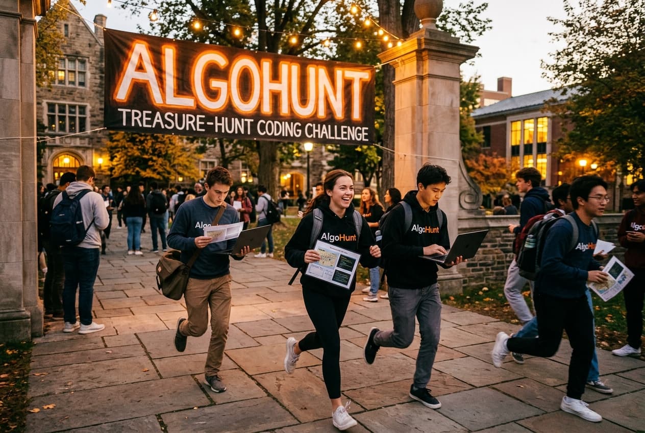 AlgoHunt: Campus checkpoints and clue drops